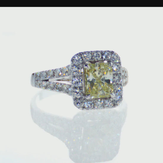 square yellow diamond stone with white diamonds around